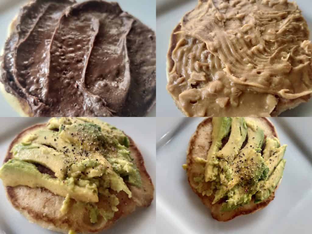 piklet collage with peanut butter, nutella and avocado
