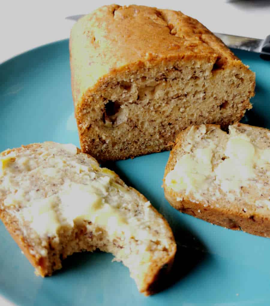 slices of banana bread on a plate