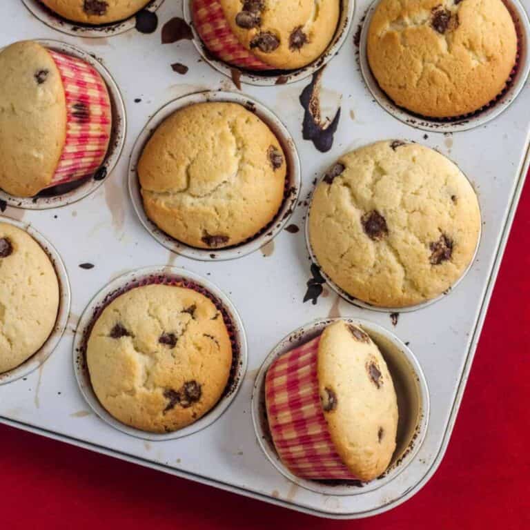chocolate and banana muffins in a pan