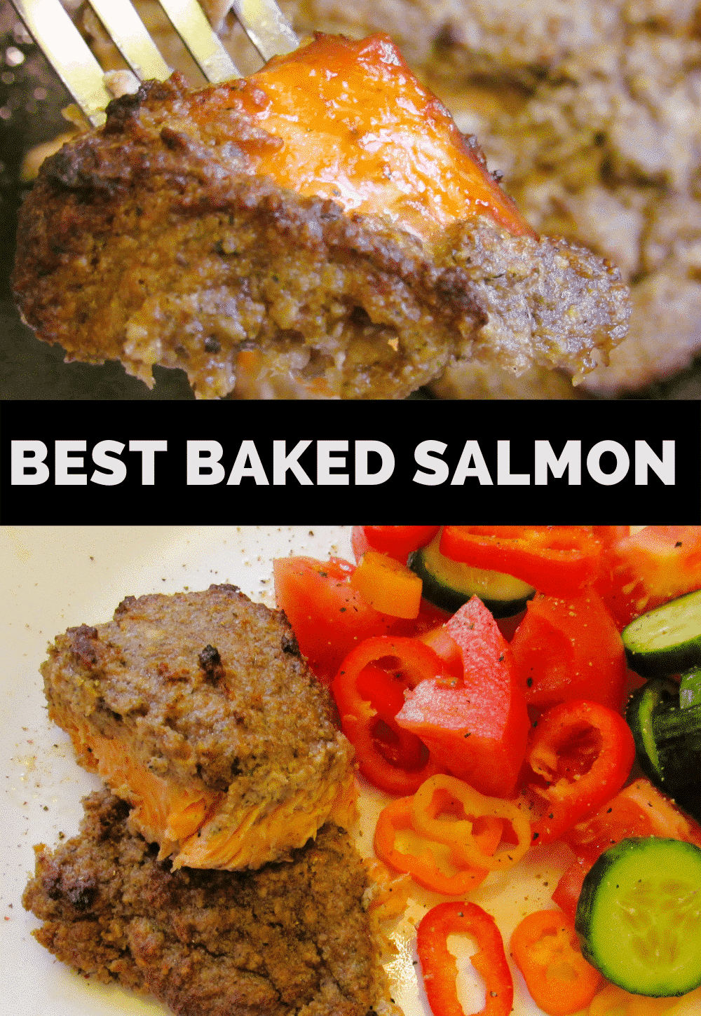 Walnut-crusted salmon is served with vegetables.