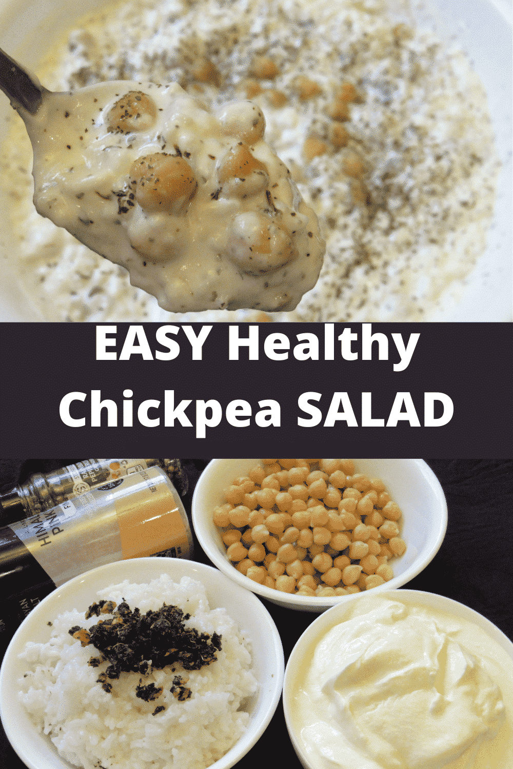 Mediterranean chickpea yogurt salad recipe is served.