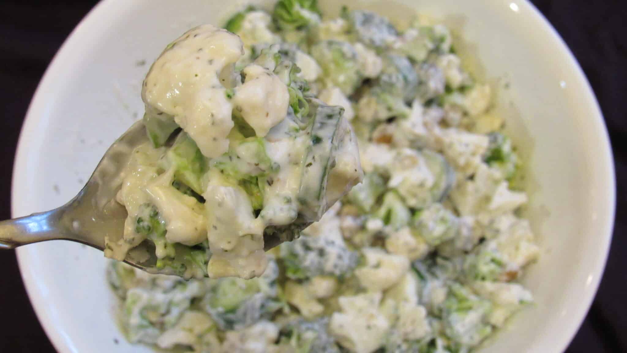 A spoonful of the salad.